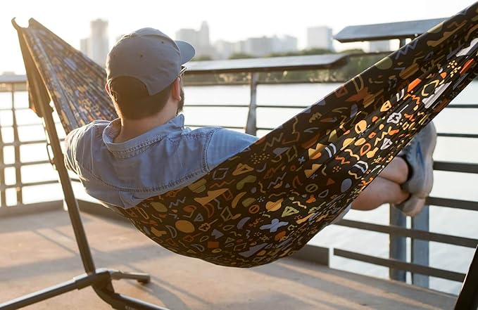 KAMMOK: Roo Double Hammock | Made from Strong & 100% Recycled Water Resistant Ripstop Fabric | Comfortable, Packable, Lightweight (Lifetime Adventure Grade Warranty), Midnight Blue