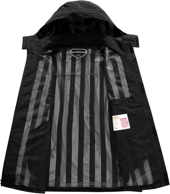 OTU Men's Lightweight Waterproof Hooded Rain Jacket Outdoor Raincoat Shell Jacket for Hiking Travel