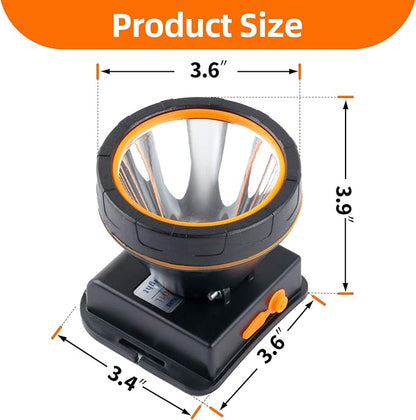 Coon Hunting Light, Super Bright LED Headlamp with 2 Light Modes, Waterproof & Rechargeable Hard Hat Headlight, Adjustable Gold Miner Torch for Hunting, Fishing, Hiking, Camping, Outdoor Adventure