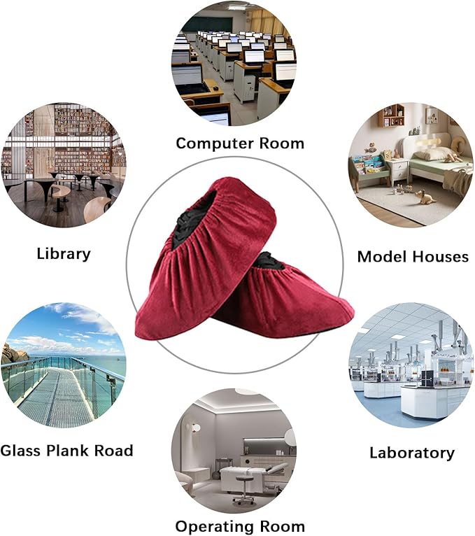 6 Pairs Non Slip Reusable Shoe Covers, Washable Shoe Protectors Covers, Soft Thickened Foot Boot Shoe Covers, Cotton Shoe Cover for Indoors, Home, Household, Office, Laboratory (6 Colors, L)