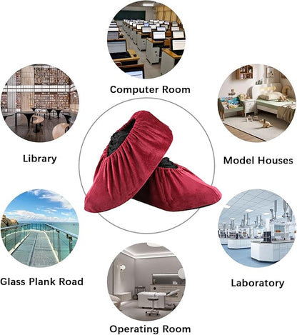 6 Pairs Non Slip Reusable Shoe Covers, Washable Shoe Protectors Covers, Soft Thickened Foot Boot Shoe Covers, Cotton Shoe Cover for Indoors, Home, Household, Office, Laboratory (6 Colors, L)