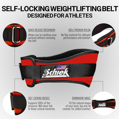 Schiek Sports Model 2004 Nylon 4 3/4" Weight Lifting Belt - Black