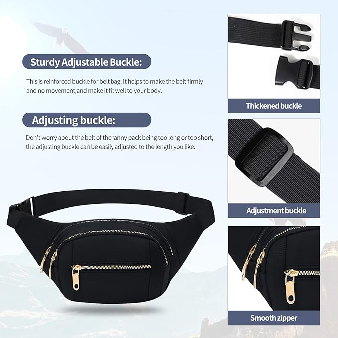 DAITET Crossbody Fanny Pack for Men&Women,Large Waist Bag & Hip Bum Bag with Adjustable Strap for Outdoors Workout Traveling Casual Running Hiking Cycling