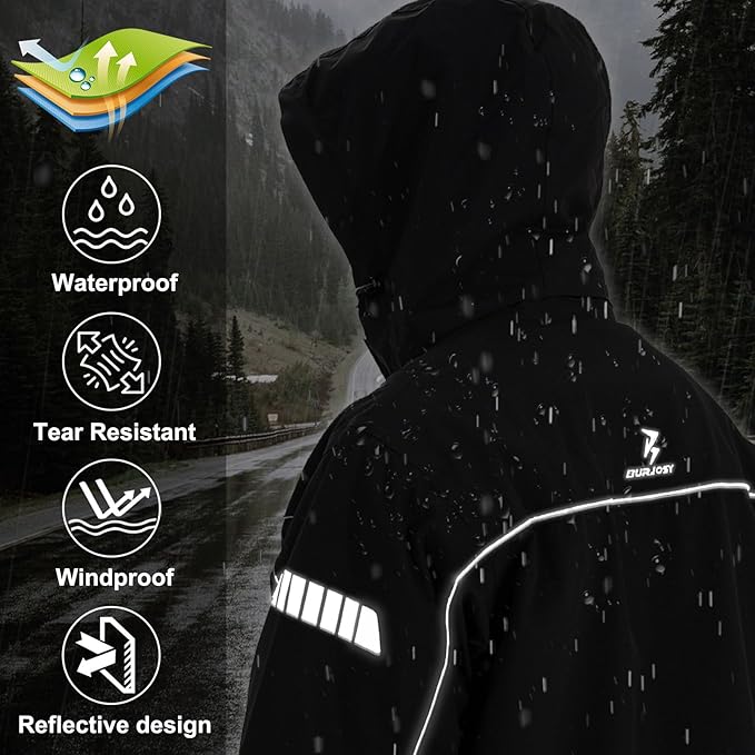 Rain Suit for Men, Packable Waterproof Rain Jacket & Pants, Reflective Raincoat Rain Gear for Outdoor Golf Hiking Fishing