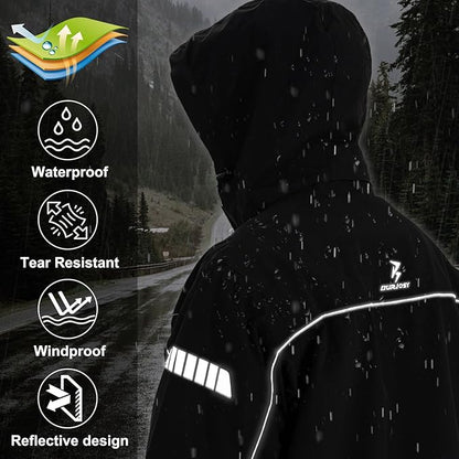 Rain Suit for Men, Packable Waterproof Rain Jacket & Pants, Reflective Raincoat Rain Gear for Outdoor Golf Hiking Fishing