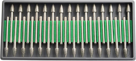 30Pcs 5mm Cone Head,3mm Shaft,Diamond Stone Abrasive Burs Burr Grit Bits for Rotary Tool Grinding Head Jewelry Lapidary Woodworking (Cone 5mm)