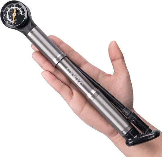 CXWXC Bike Pump Portable- Mini Bicycle Pump with Pressure Gauge Fits Presta and Schrader Valves- 120PSI High Pressure Bike Air Pump with Mounting Bracket