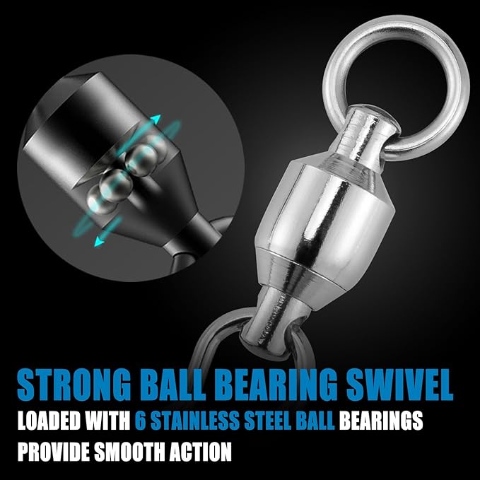 Dr.Fish 20 Pack Ball Bearing Snaps Swivels Fishing Tackles Duo Lock Snaps Stainless Steel Saltwater Freshwater Lure Leader Line Connector