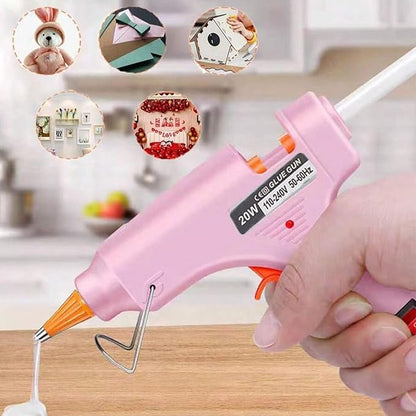Hot Glue Gun Kit-20W Mini Pink Glue Gun with10PCS Long Glue Sticks (150mm), Fast Heating HighTemp Melt Tool for DlY Crafts, School Projects &Quick Repairs