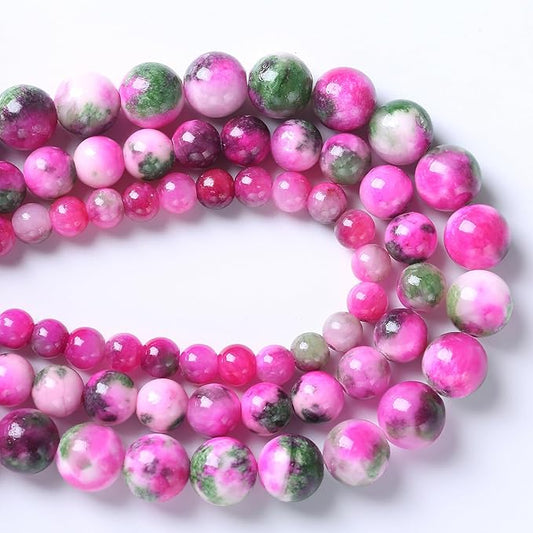10MM 38PCS Pink Green Persian Jade Spacer Loose Beads for Jewelry Making DIY Bracelet Necklace