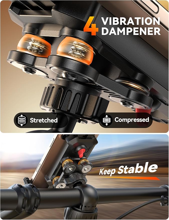 JOYROOM Bike Phone Holder Mount, [Dual Anti Vibration] [2025 Upgrade Reinforcement] Cell Phone Holder for Bike, Bicycle Scooter Accessories, Motorcycle Handlebar Phone Mount for iPhone 17