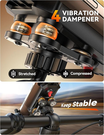 JOYROOM Bike Phone Holder Mount, [Dual Anti Vibration] [2025 Upgrade Reinforcement] Cell Phone Holder for Bike, Bicycle Scooter Accessories, Motorcycle Handlebar Phone Mount for iPhone 17