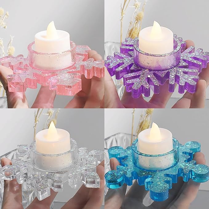 Christmas Silicone molds for Candle Making, Snowflakes Design Christmas Candle Holders Resin Molds for Party Decoration Candle Form Epoxy Plaster Mould