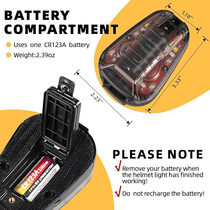Tactical Helmet Light,4 Modes Visible LED IR Constant-on/Strobe,Waterproof Ladybird Lamp Survival Signal Light for Outdoor Sports Survival Signal Light,1*CR123A Battery Included.