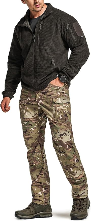 CQR Men's Flex Stretch Tactical Pants, Water Resistant Ripstop Cargo Pants, Lightweight EDC Outdoor Work Hiking Pants