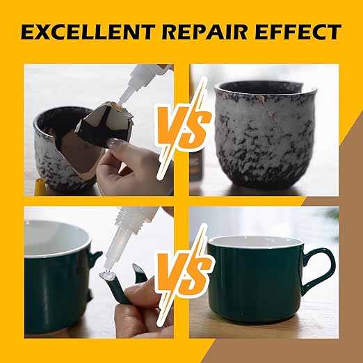 Ceramic Super Glue Liquid, Clear Instant Cyanoacrylate Adhesives for Ceramic Repair Food Safe, All Purpose CA Glue for Shoe Plastic Leather Glass Model Metal Wood Pottery Porcelain Mugs Clay Dishes