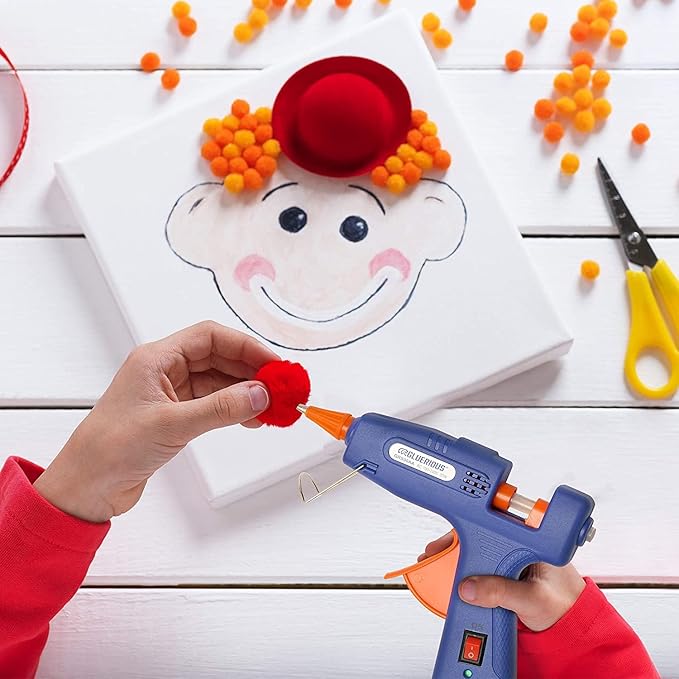 Mini Hot Glue Gun with 30 Glue Sticks for Crafts School DIY Arts Home Quick Repairs, 20W, Blue