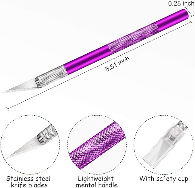 15 Pack Exacto Knife Set, Hobby Knife, Back to School Supplies Craft Knifes Kit for Art, Carving, DIY, Scrapbooking, Art, Cutting, Stencil(Purple)
