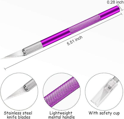 15 Pack Exacto Knife Set, Hobby Knife, Back to School Supplies Craft Knifes Kit for Art, Carving, DIY, Scrapbooking, Art, Cutting, Stencil(Purple)