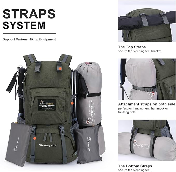 MOUNTAINTOP 40L Hiking Backpack Lightweight Travel Backpack for Men&Women Outdoor Camping Backpacking