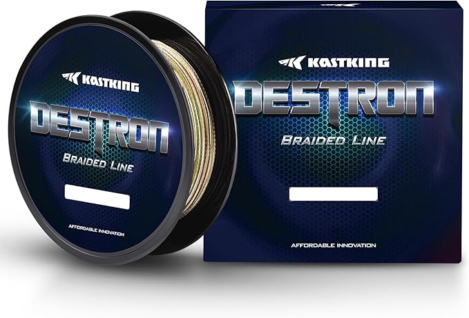 KastKing Destron Braided Fishing Line, Highly Abrasion Resistant, Improved Knot Strength, Ultra-Thin Diameter Superline, Zero Stretch & Memory, CFT “Color Fast Technology”, 75% Thinner Than Mono