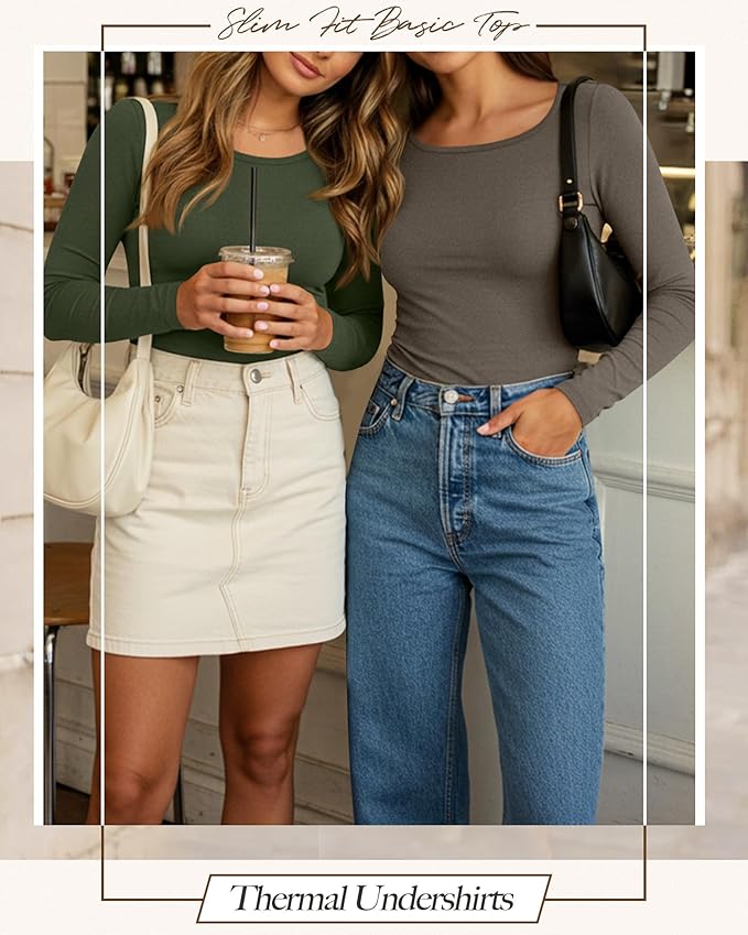 Neer 3 Pack Women's Thermal Shirts Long Sleeve Crew Neck Fleece Lined Undershirts Slim Fit Basic Tops Winter Base Layer