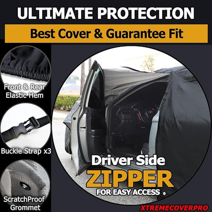 All Weather Waterproof car Cover Good for rain Snow uv Protection dust Compact Hatchback Golf GTI i3 Civic Elantra Soul Versa Black