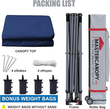 MASTERCANOPY Heavy Duty Pop-up Canopy Tent with Sidewalls (10x10,Navy Blue)