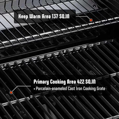 All Stainless Steel 4+1 Burner Gas BBQ Grill, Outdoor Propane Grill with Premium Enameled Coated Chamber Body & Porcelain-Enameled Cast lron Grates, 48,000 BTU