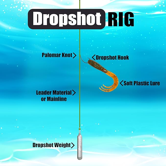 Reaction Tackle Dropshot Hooks – Split Shot or Drop Shot Fishing Hooks for Bass, Walleye & More (50-Pack)