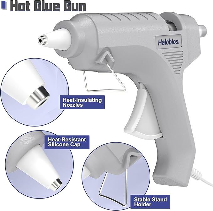 Hot Glue Gun, Fast Preheating Hot Melt Glue Gun with 20 Glue Sticks, Hot Glue Gun Full Size for Making Decoration School DIY Crafts Projects Home Repairs(40W Gray)