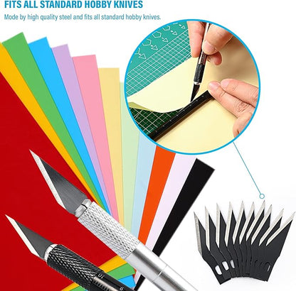 EHDIS Precision Craft Knife Blades 11# Refill Art Blades Cutting Tool With Storage Case for Hobby, Scrapbooking, Stencil (50)