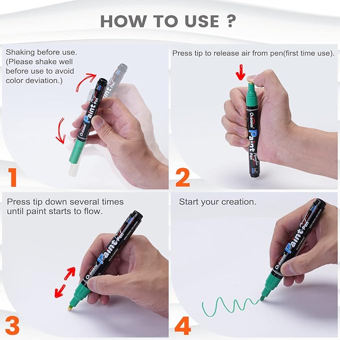 Overseas Black Paint Pens Paint Markers - Permanent Acrylic Markers 3 Pack, Water Based, Quick Dry, Waterproof Marker Pen for Rock, Wood, Plastic, Metal, Canvas, Glass, Fabric, Mugs. Medium Tip