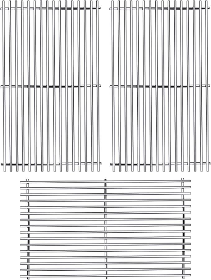 Grill Grates Parts for Weber Genesis Grill 66089, 66097, Weber Genesis II E-410, S-410, E/S-415, E/S-435, LX E/S-440, 18” Stainless Steel Grids BBQ Gas Grill Replacement Parts