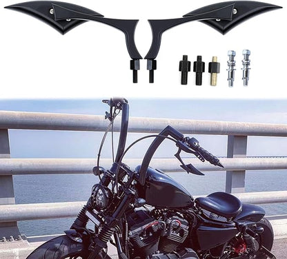 8mm 10mm Black Motorcycle Rearview Side Mirrors Blade Compatible with Harley Sportster Custom Iron 883 Road King Street Softail Electra Glide