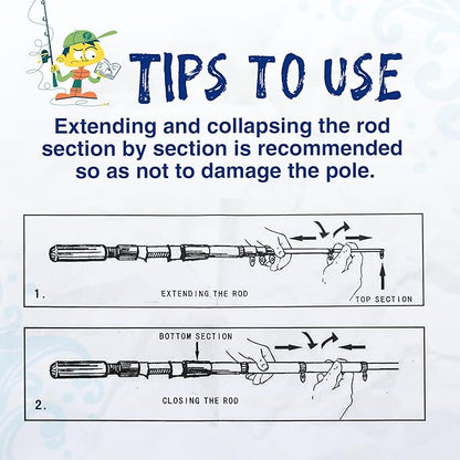 Kids Fishing Pole, Portable Telescopic Kids Fishing Poles for Boys and Girls, Fishing Rod and Reel Combo Kit with Tackle Box, and Fishing Net, Best Fishing Pole for Toddler Youth