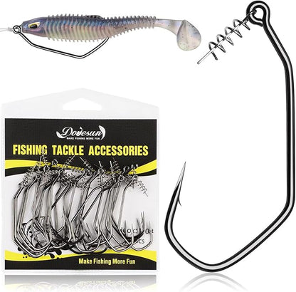 Dovesun 12PCS/25PCS Weighted Swimbait Hooks Weighted Fishing Hooks for Saltwater Freshwater EWG Worm Weedless Hooks for Bass Fishing 3/0 4/0 5/0