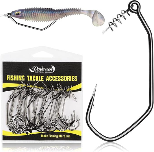 Dovesun 12PCS/25PCS Weighted Swimbait Hooks Weighted Fishing Hooks for Saltwater Freshwater EWG Worm Weedless Hooks for Bass Fishing 3/0 4/0 5/0