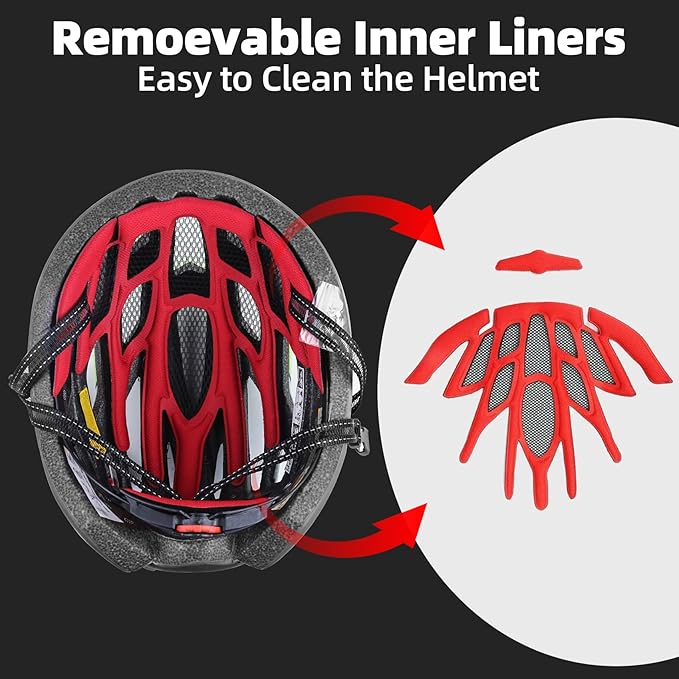 Shinmax Bike Helmet, CPSC/CPC Bike Helmet for Adult Men Women with Magnetic Goggles&Led Back Light Cycling Helmet Adjustable SM-T69