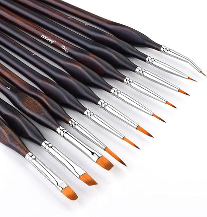 Miniature Paint Brushes, Fuumuui 11pcs Micro Detail Paint Brushes for Model, Paint by Numbers - Fine Detail Paint Brush Set for Acrylic, Watercolor, Oil