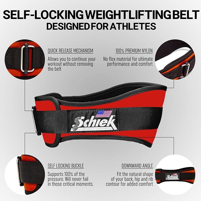 Schiek Sports Model 2004 Nylon 4 3/4" Weight Lifting Belt - Black