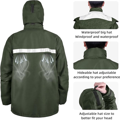Coralrain Rain Suit Safety Waterproof Rain Jacket and Trouser Suit Raincoat With Hood lining For Men Women Adults Breathable
