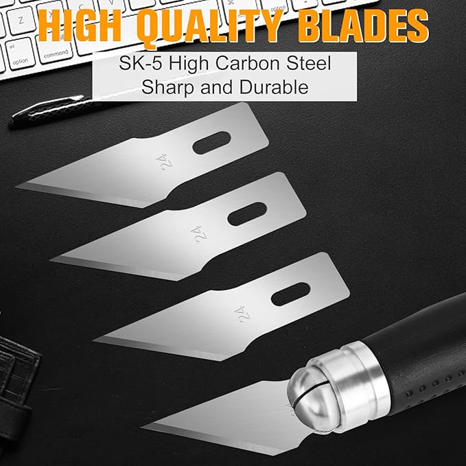 100 Pack Hobby Blades #24 Craft Knife Blades Refill Hobby Knife Replacement Blade with Storage Box for DIY Cutting, Carving, Trimming