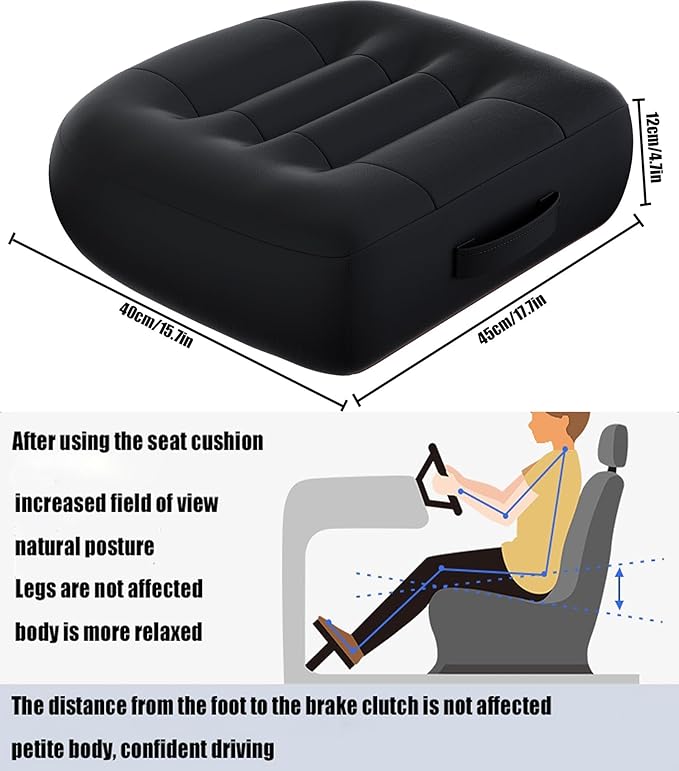 drivers seat booster cushion for adults/Car Booster Seat for Short Drivers/Increase The Field of View by 12cm/ 4.7in,Improve comfort，Ideal for suitable for car/office/home/wheelchair/Black