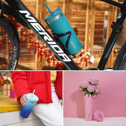 BJPKPK 18oz Stainless Steel Insulated Tumbler With lid And Straw Travel Coffee Thermal Tumblers Cup For Women And Men,Navy Blue