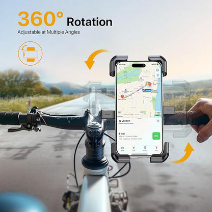 Miracase Motorcycle Phone Mount, One Touch Release and Lock Bike Phone Holder, Bicycle Scooter Handlebar Phone Mount Holder, Bike Phone Mount Compatible with iPhone Google Samsung