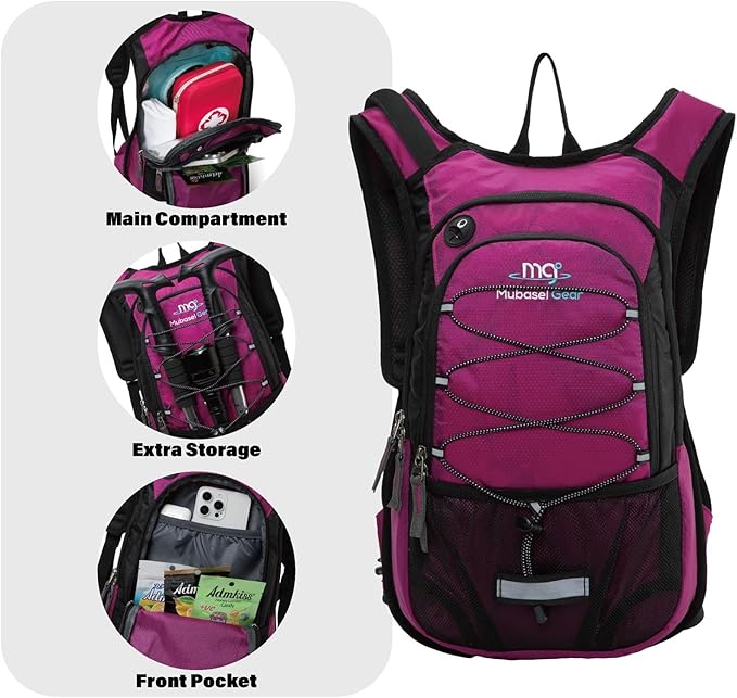 15L Insulated Hydration Backpack Pack with 2L Water Bladder Lightweight Hiking Backpack Bag for Women Men Daypack for Hiking Running Festival Camping Biking