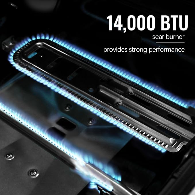 Royal Gourmet GA5406TS 5 Burner Propane Gas Grill with Side Burner and Sear Burner, Cart Style Gas BBQ Grill with Porcelain-Enameled Cast Iron Grates for Backyard Cooking, Silver & Black