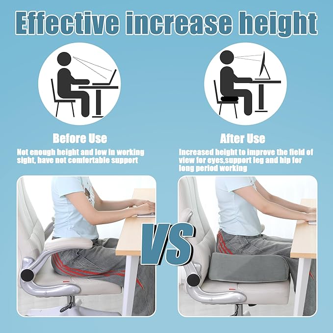 HOMBYS Extra Thick Seat Cushions for Office Chair,Adult Booster Seat for Car,Memory Foam Car Cushion for Height,Chair Cushions for Elderly Wheelchair,Desk Chair Seat Cushion (Dark Grey)