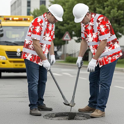 High Visibility Hawaiian Shirt for Men Tropical Shirts Custom Name Floral Outfit Reflective Safety Workwear